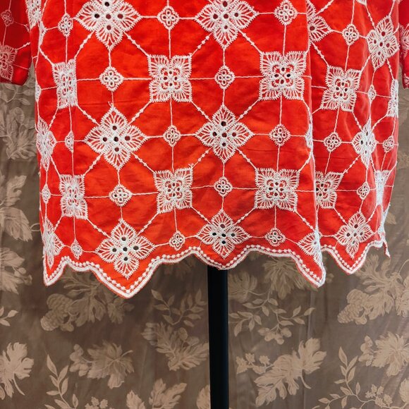 Ruby Rd. Red and White Blouse, Size Petite Large, Like New! - Picture 3 of 5